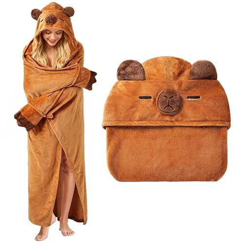 Moyel Capybara Gifts Cute Capybara Wearable Blanket Hoodie Funny Birthday Gifts for Women Adults Teen Girls Christmas Anniversary Present for Daughter Granddaughter Wife - Image 1
