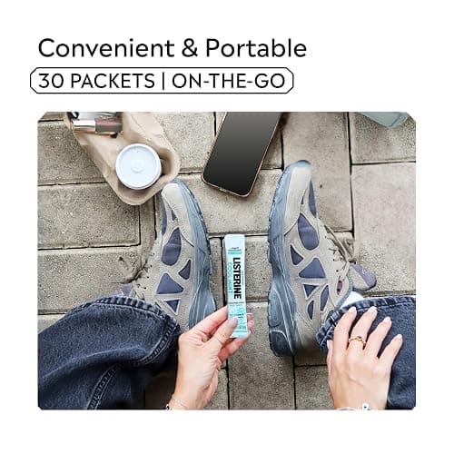 Listerine Alcohol Free Mouthwash Packets, Cool Mint, 0.33 fl. oz, 30 Pack | Oral Rinse in Portable Individual Packets, Kills Bad Breath Germs On-the-Go, Less Intense Taste, Mild Mint, Travel Essentials thumbnail 8