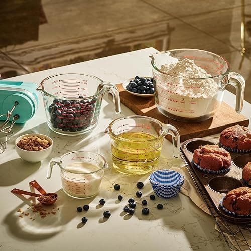 Le'raze Set of 3 Glass Measuring Cups with Measuring Spoons & Whisk - Kitchen Mixing Bowl Liquid Measure Cup, Glass Bakeware. 1 cup, 2 cup, 4 cup., Multi Size, Clear thumbnail 7