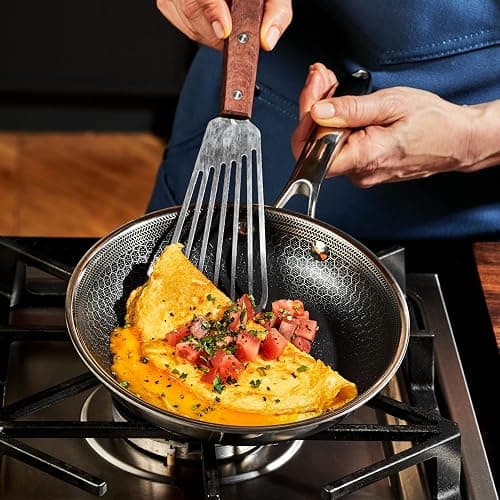 HexClad Hybrid Nonstick 6-Piece Fry Pan Set, 8, 10 and 12-Inch Frying Pans with Tempered Glass Lids, Stay-Cool Handles, Dishwasher and Oven Safe, Induction Ready, Compatible with All Cooktops thumbnail 3