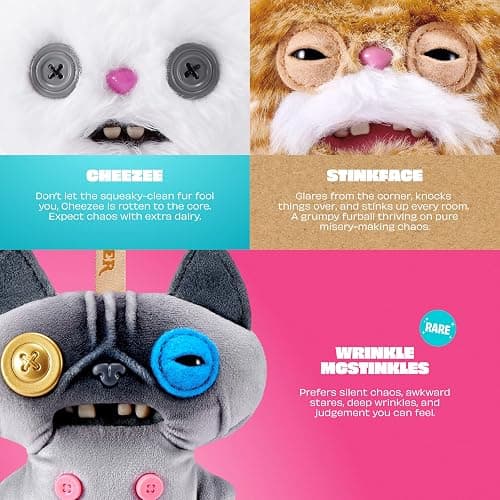 Fuggler Alley Cat Keyring 5 Inch (6 Pack) by ZURU | Clip-on Funny Ugly Monster keyrings; signature teeth; soft & collectible; for fans & collectors; gift for tweens & teens thumbnail 5