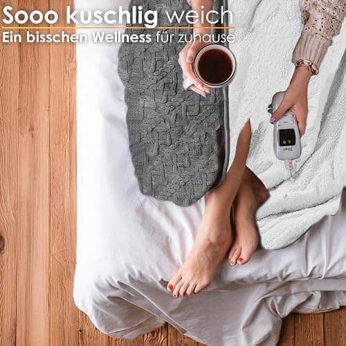 Heizdecke mit Abschaltautomatik Kuschelheizdecke 180x130cm elektrische Wärmedecke Kuscheldecke Bett Sofa Wärmezudecke Thermodecke Elektro-Wärmedecke Wärmebettdecke 9 Stufen bis 40°C waschbar thumbnail 3