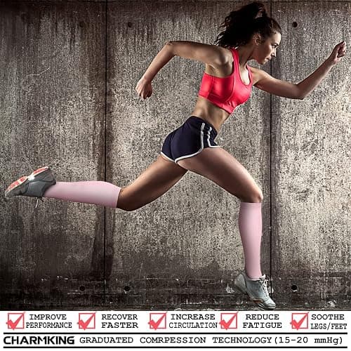 CHARMKING Compression Socks for Women and Men Circulation 4 Pairs 15-20 mmHg Best Support for Athletic Running Cycling thumbnail 2