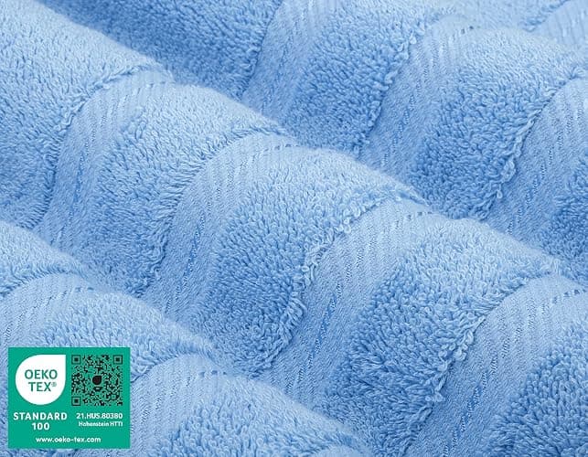 American Soft Linen Luxury 6 Piece Towel Set, 2 Bath Towels 2 Hand Towel 2 Washcloths, 600 GSM 100% Cotton Turkish Towels for Bathroom, Sky Blue Towel Sets thumbnail 3