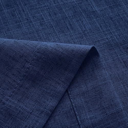Mrs.Naturall Navy Blue Linen Curtains 213cm Length 2 Panels Set,Back Tab Bar Pocket Dark Blue Curtain Window Drapes 213cm Long for Living Room Boys Room Bedroom thumbnail 6