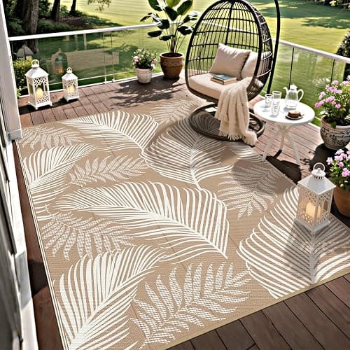 Leaf Brown Patio Rug - Image 1