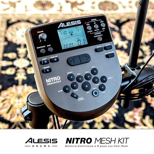 Alesis Nitro Mesh Kit - Batteria Elettronica con Pelli Mesh Silenziose, Pedale e Pad Grancassa, 385 suoni, 40 Kit, Lezioni di Batteria Online e Accessori thumbnail 8