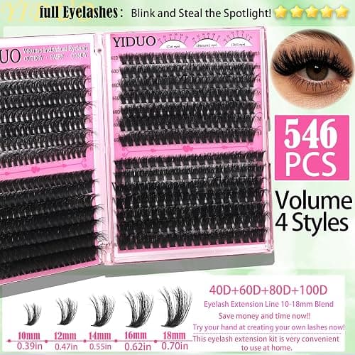 YIDUO Lashes Clusters Kit 1846Pcs Bulk Packs Volume False Eyelash Extensions D Curl Wispy Individual Eyelashes, Volume Studio Effect, Wholesale Large Pack with Glue&Seal|Tweezers|Removers|Cleanser thumbnail 5