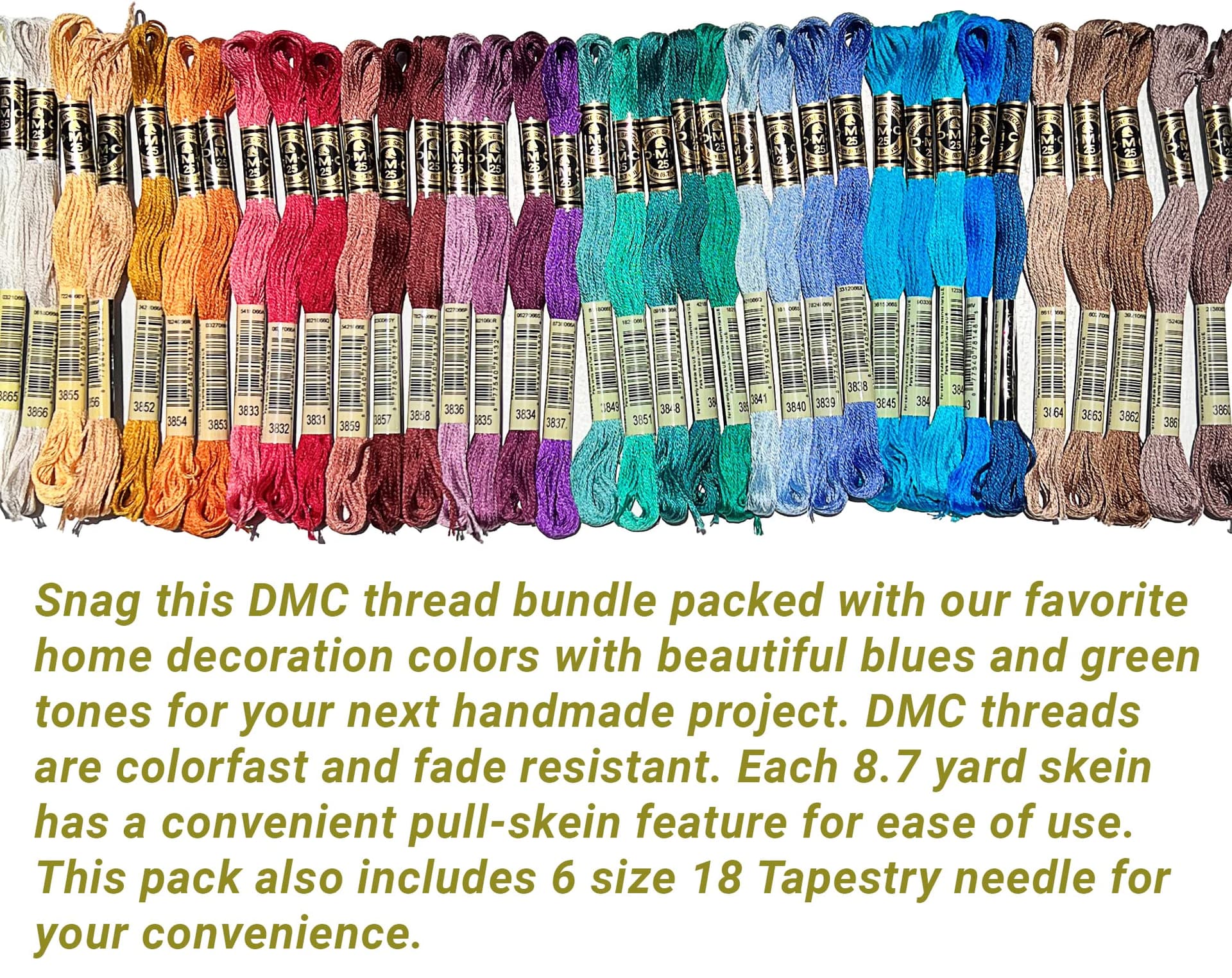 DMC Embroidery Floss, Anniversary Collection Pack. 36 Colors Cotton Embroidery Thread Bundle with Hand Embroidery Needle Size 18. Premium Cross Stitch String Set. Yarn Kit, DMC Mouline Threads. thumbnail 3