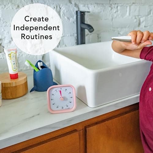 TIME TIMER Home MOD - 60 Minute Kids Visual Timer Home Edition - for Homeschool Supplies Study Tool, Timer for Kids Desk, Office Desk and Meetings with Silent Operation (Peony Pink) thumbnail 5