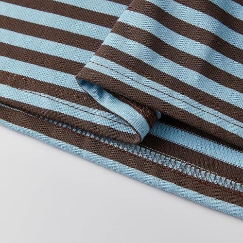 Striped Bloom Long Sleeve Shirt for Women Boxy Tee Top Streetwear | Y2k Oversized Crewneck Stripes Baggy T Shirts Stripe Cropped Drop Shoulder Sweater Sweatshirt Fairy Grunge Crop Tops thumbnail 5