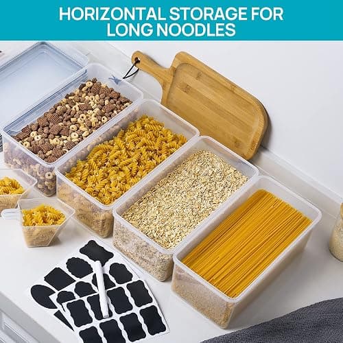 Vtopmart Airtight Food Storage Containers with Lids 4PCS Set 3.2L, Plastic Spaghetti Canisters for Pasta organizer, BPA Free Air Tight Kitchen Pantry Organization thumbnail 3