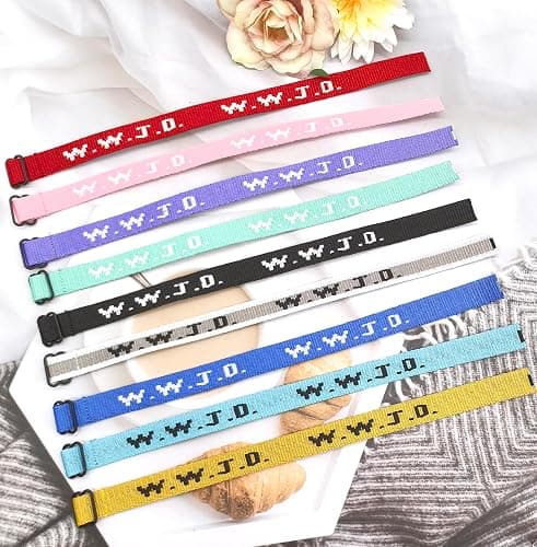 MONAZEO 9-27Pcs W.W.J.D. Webbing Bracelets What Wound Jesus Do Bracelets Inspirational Christian Bracelets for Women Men Adjustable Religious Woven WWJD Wristbands for Fundraisers thumbnail 5