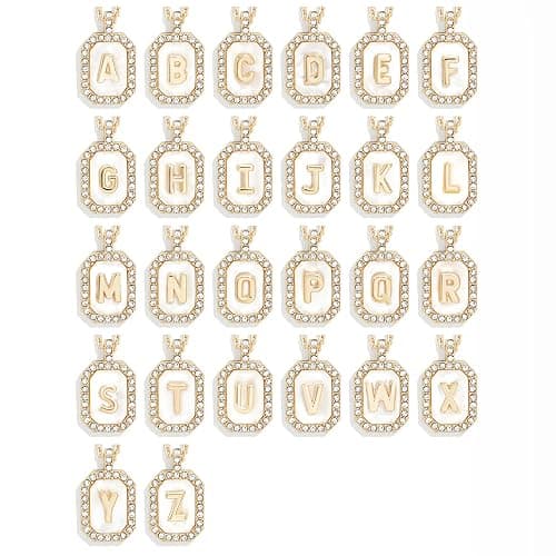 BaubleBar Initial Necklace - Dainty Gold-Plated Personalized Letter Pendant Necklace, Small Dog Tag Style Design thumbnail 2