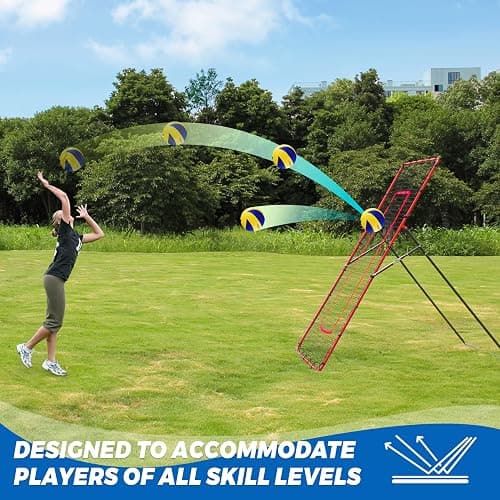 JOLORLY 2-in-1 Volleyball Rebounder Net System, Adjustable from 7x4 ft to 4x4.5 ft, 4-Angle Bounce Back Net, Training Equipment for Volleying, Bumping, Spiking Practice, Resists Twisting thumbnail 4