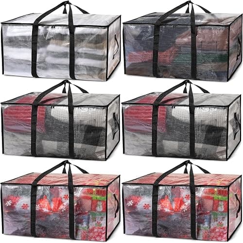 ClearSpace Oversized Moving Bags or Storage Bag – Large Moving Boxes with Backpack Straps, Zippers & Handles – Heavy-Duty Packing Bags for Moving, College Dorm, Christmas Decorations, 6 Pack - Image 1