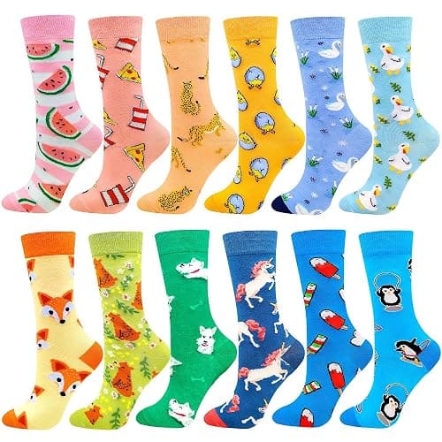 Fun Colorful Socks Patterned Funky Happy Crew Sock Combed Cotton Stockings Packs - Image 1