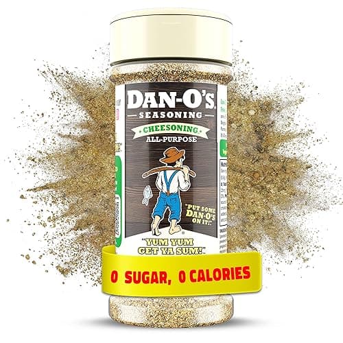 Dan-O's Cheesoning Seasoning, 2.2 oz Bottle, All Purpose Seasoning for Pizza, Popcorn, Chicken, Bread and More, Sugar Free, Zero Calorie, Parmesan Cheese Replacement for your Favorite Foods - Cheesoning