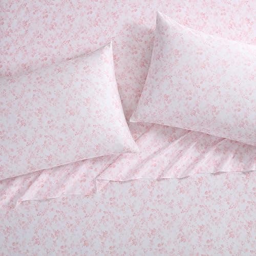 Laura Ashley - Queen Sheet Set, Buttery-Soft Bed Sheets with a Naturally Silky Smooth Cotton Sateen Lightweight Feel - Matching Pillowcases & Fitted Sheet (Bella Pink) thumbnail 4