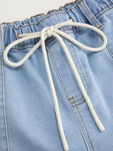 CIDER Women's Jean Shorts Drawstring Mid Waisted Denim Shorts with Pockets Casual Jorts Summer Outfits Trendy 2026 thumbnail 3