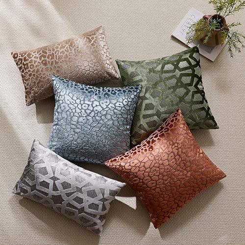 White Leopard Pillow Covers Pack of 2, Geometric Pattern Design, 18x18 Inch | Invisible Zipper Elegant Modern Home Decor for Couch Bedroom thumbnail 6