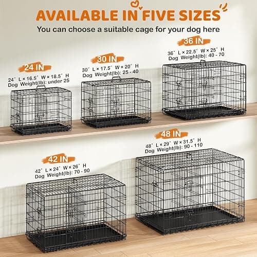 Yaheetech Dog Crate 48'' Double Door Dog Crate with Divider, Removable Tray | Metal Dog Crate with Removable Tray Wire Dog Kennel Crate for Medium to Large Dogs Travel Cage, Black thumbnail 8