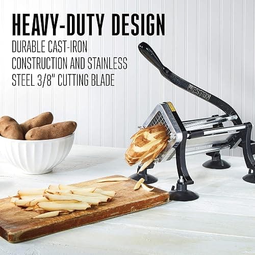 Weston Professional French Fry Cutter for Potatoes and Vegetable Dicer, 3/8” Stainless Steel Cutting Blade, Suction Cup and Wall-Mount Feet, Restaurant-Quality, Black (36-3550-W) thumbnail 4