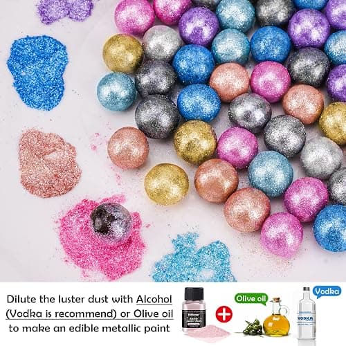 NiHome Edible Food-Grade Glimmer Powder Glitter Luster Dust Metallic Food Decorating Sprinkle Glimmery Dust for Drink Wine Beverage Cake Candy Dessert Bakery Restaurant Vegan (0.18oz/5g, Light Pink) thumbnail 5