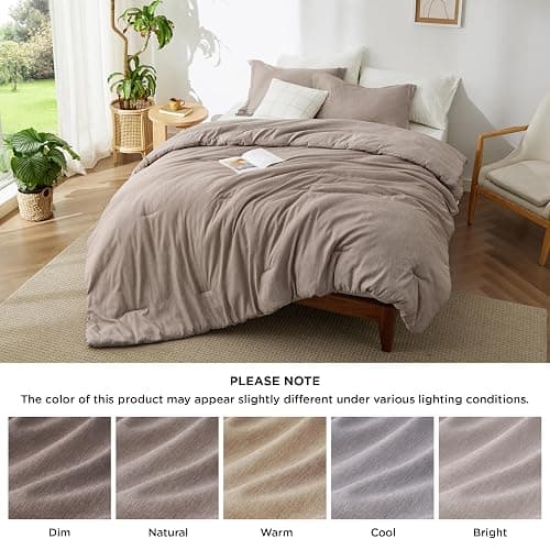 Bedsure Full Comforter Set - Khaki Soft Bedding for All Seasons, Cationic Dyed Bed Set, 3 Pieces, 1 Full Size Comforter (82"x86") and 2 Pillow Shams (20"x26"+2") thumbnail 8