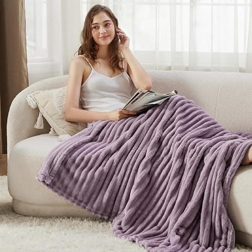 Bedsure GentleSoft Light Purple Throw Blanket for Couch - Cozy Soft Blankets for Women, Cute Small Throws for Girls, Mothers Gifts Day for Mom Women Wife, Purple Gifts Home Room Decor, 50x60 Inches thumbnail 7