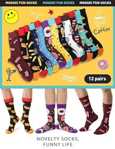 MOGGEI Funny Socks for Men Women Fun Cozy Crazy Novelty Fashion Breathable Printed Cotton Boot Socks thumbnail 2