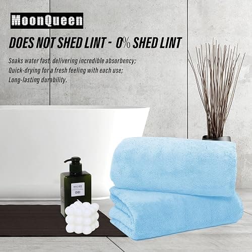 MOONQUEEN 2 Pack Premium Bath Towel Set - Quick Drying - Microfiber Coral Velvet Highly Absorbent Towels - Multipurpose Use as Bath Fitness, Bathroom, Shower, Sports, Yoga Towel (Aquamarine) thumbnail 4