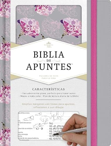 Biblia Reina Valera 1960 de apuntes gris y floreado , tela impresa | RVR 1960 NoteTaking Bible, Grey and Pink, Cloth over Board (Spanish Edition) - Image 1