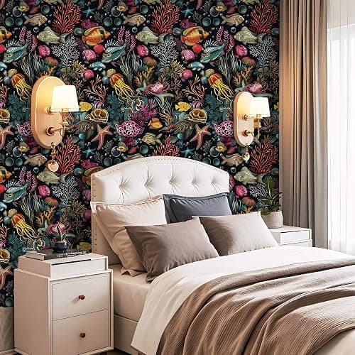 LaiTique Fish Peel and Stick Wallpaper Ocean Coral Reef Wallpaper Self Adhesive Vinyl Wall Paper for DIY Home Decor 17.7in x 118in thumbnail 5
