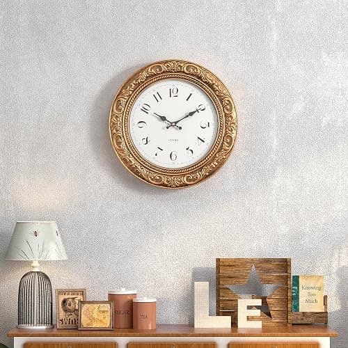 Menterry European Vintage Decorative Wall Clock, 12" Antique Gold Style, Battery Operated Wall Clocks for Kitchen, Bedroom, Farmhouse, Bathroom, Offices thumbnail 7