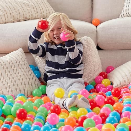 Amazon Basics BPA Free Crush-Proof Plastic Ball, Pit Balls with Storage Bag, for Toddlers Kids 12+ Months Play, Pack of 1000 Balls, 6 Bright Colors thumbnail 6