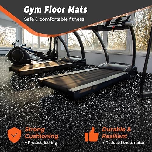 SUPERJARE 0.4'' Thick 24 Pcs 96 Sq Ft Rubber Top Exercise Equipment Mats, High Density EVA Foam Mats with Rubber Top, Interlocking Gym Flooring for Home Gym, Protective Workout Mat, Black/Grey thumbnail 5