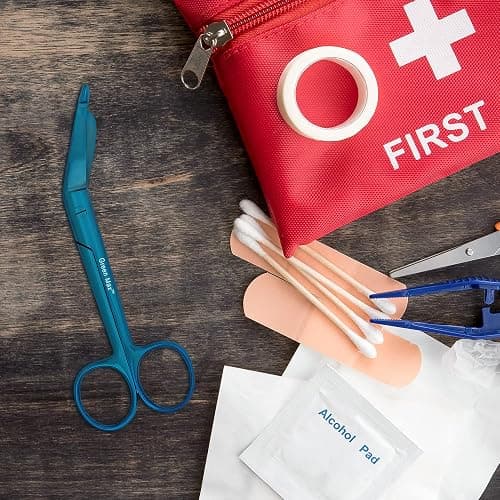 Green Max Lister Bandage Scissors-Safety Bandage & Trauma Shears-Stainless Steel Professional Scissors for First Aid Utility-Medical Care & Home Nursing-Size 5.5" (Blue, 5.5) thumbnail 2