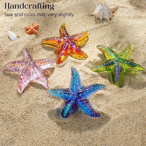 H&D HYALINE & DORA 2.8" Glass Starfish Figurine Handmade Blown Glass Starfish Figurine Tiny Crystal Sea Animals Ornament for Aquarium Decor(Pink) thumbnail 6