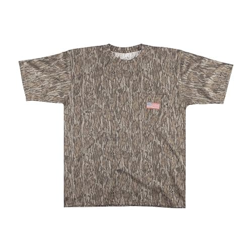 Mooselander - Men's Patriotic T-Shirt, Realtree and Mossy Oak Camo T-Shirt for Men, Hunting Apparel with USA Flag Embroidery - Image 1