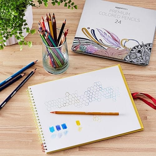 Amazon Basics Colored Pencils for Coloring and Drawing, Premium, Soft Core, Back to School Supplies, 48 Count (Pack of 1), Multicolor thumbnail 3