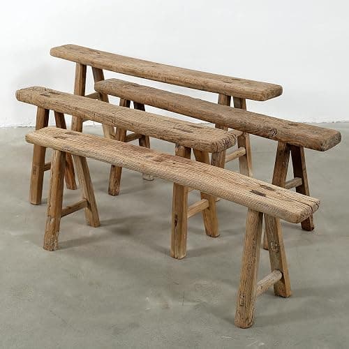 Artissance Handmade Wooden Entryway Bench, Vintage Noodle Bench for Living Room, Bedroom, or Entryway, End of Bed Bench, Weathered Natural Wood Bench Indoor Farmhouse Decor thumbnail 12