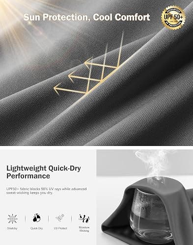 Men's UPF 50+ Sun Protection Dry Fit Workout T-Shirts Rash Guard Swim Shirts Moisture Wicking Tee for Athletic, Beach, Hiking thumbnail 5