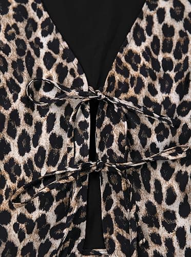 SOFIA'S CHOICE Leopard Print Tie Front Sleeveless Vest Cropped Going Out Outerwear thumbnail 4