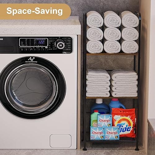 Towel Rack Free Standing 3-Tier M-Shaped Detachable Dividers, Durable Metal Towel Holder for Bathroom, Pool Towel Rack, Space-Saving Towel Storage Organizer, Modern Bath Towel Shelf Patent Pending thumbnail 2