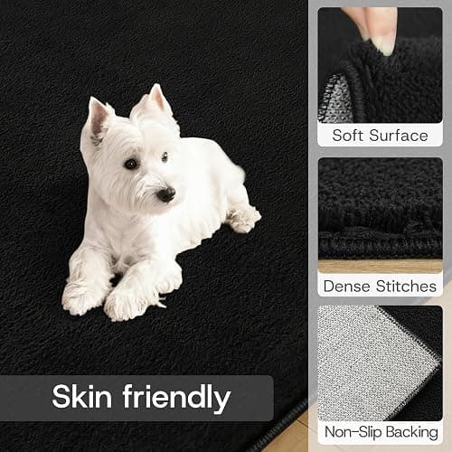 CASTLYE Solid Washable Area Rug - 3x5 Medium Pile Faux Cashmere Carpet for Living Room Bedroom, Black thumbnail 5