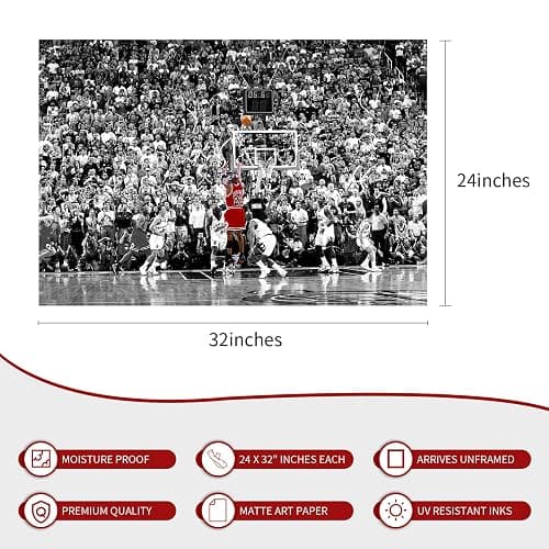 Large Sports Poster (24"x32"), Basketball Superstar Michael Jordan, Bedroom Gymnasium Wall Art Decor, Unframed Canvas Poster (Pattern - C) thumbnail 2