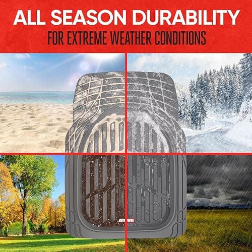 Motor Trend FlexTough Floor Mats for Cars, Gray Deep Dish All-Weather Mats, Waterproof Trim-To Fit Automotive Floor Mats for Trucks SUV, Universal Liner Car Accessories thumbnail 4