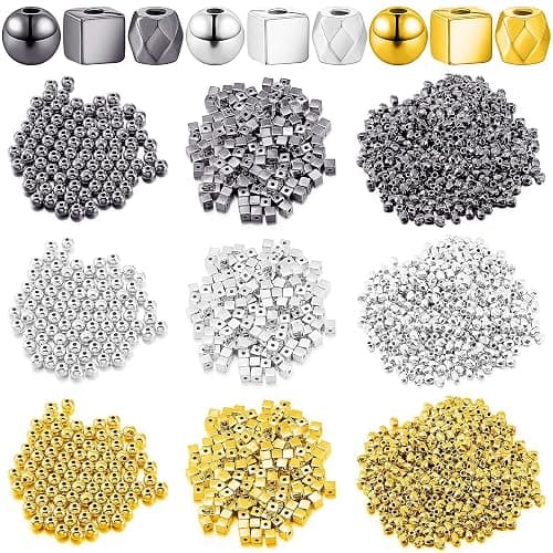 Yaomiao 3000 Pieces Spacer Beads Set Friendship Bracelet Kit Bracelet Beads Assorted Round Cube Column Gold Sliver Beads for Bracelet Jewelry Making(Gold, Sliver, Black) - Image 1