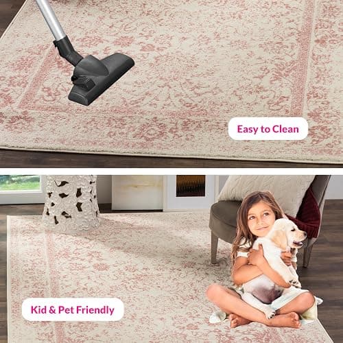 SAFAVIEH Adirondack Collection Area Rug - 5'1" x 7'6", Ivory & Rose, Distressed Vintage Floral Design, Non-Shedding & Easy to Clean, Ideal for Living Room, Bedroom, Dining Space (ADR109H) thumbnail 6
